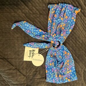 Kulani Kinis Blue and Orange Floral strapless bandeau bikini top nwt